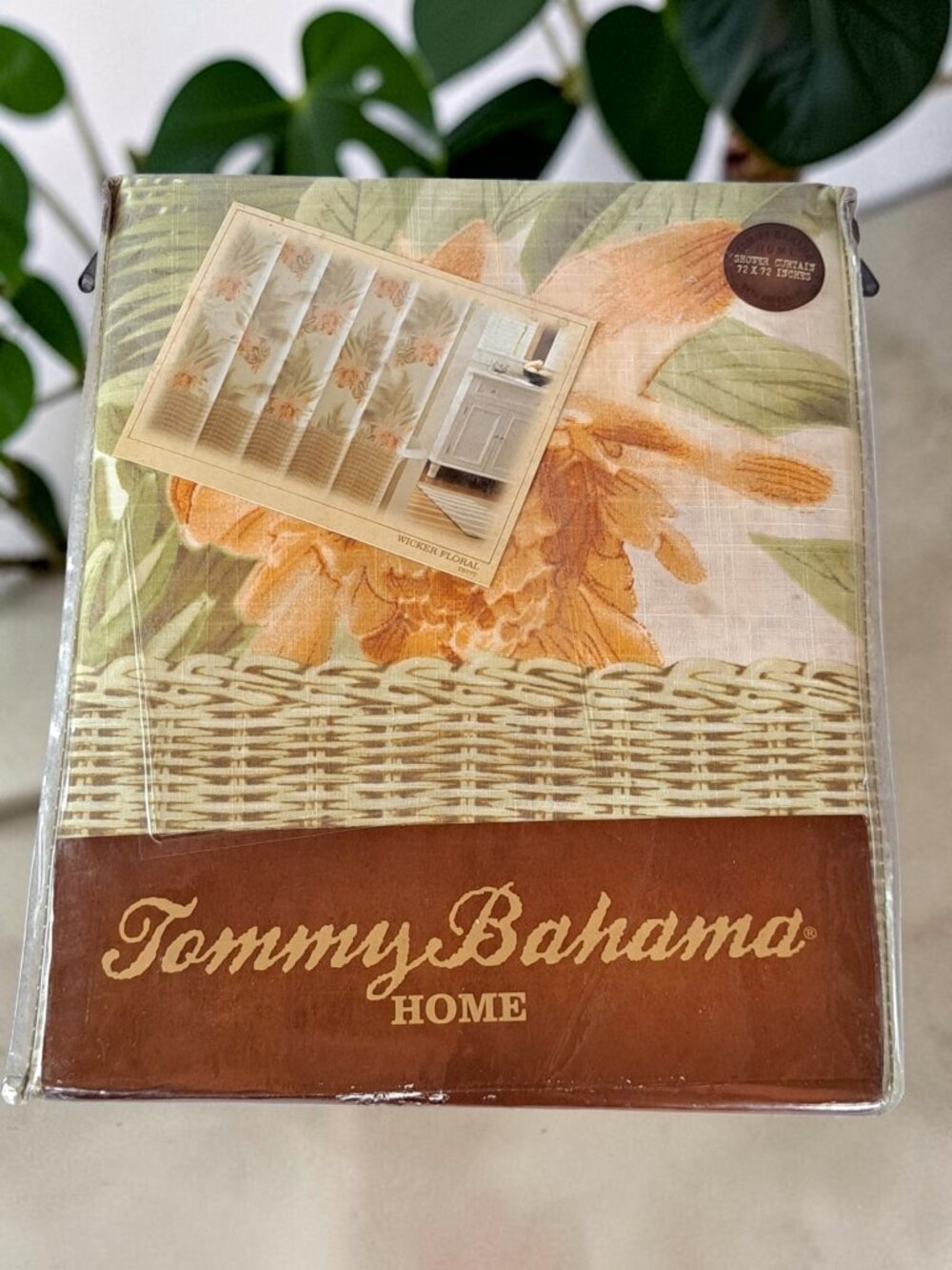 Tommy Bahama Home Shower Curtain, 72x72in New In Package Wicker Floral